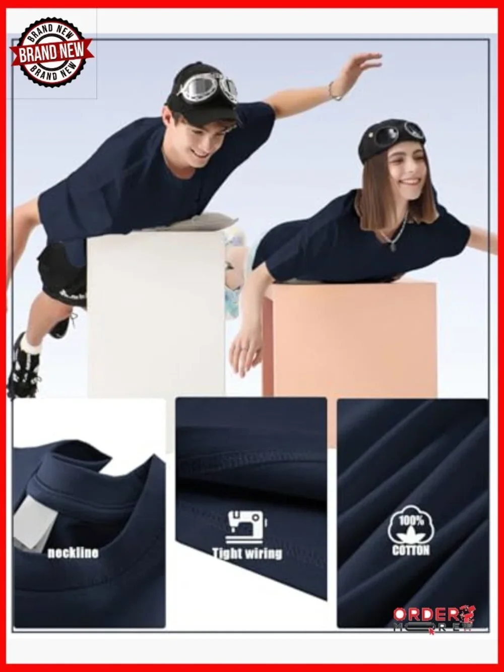 Oversized Unisex Cotton Crew Neck T-Shirt Loose Athletic Tee